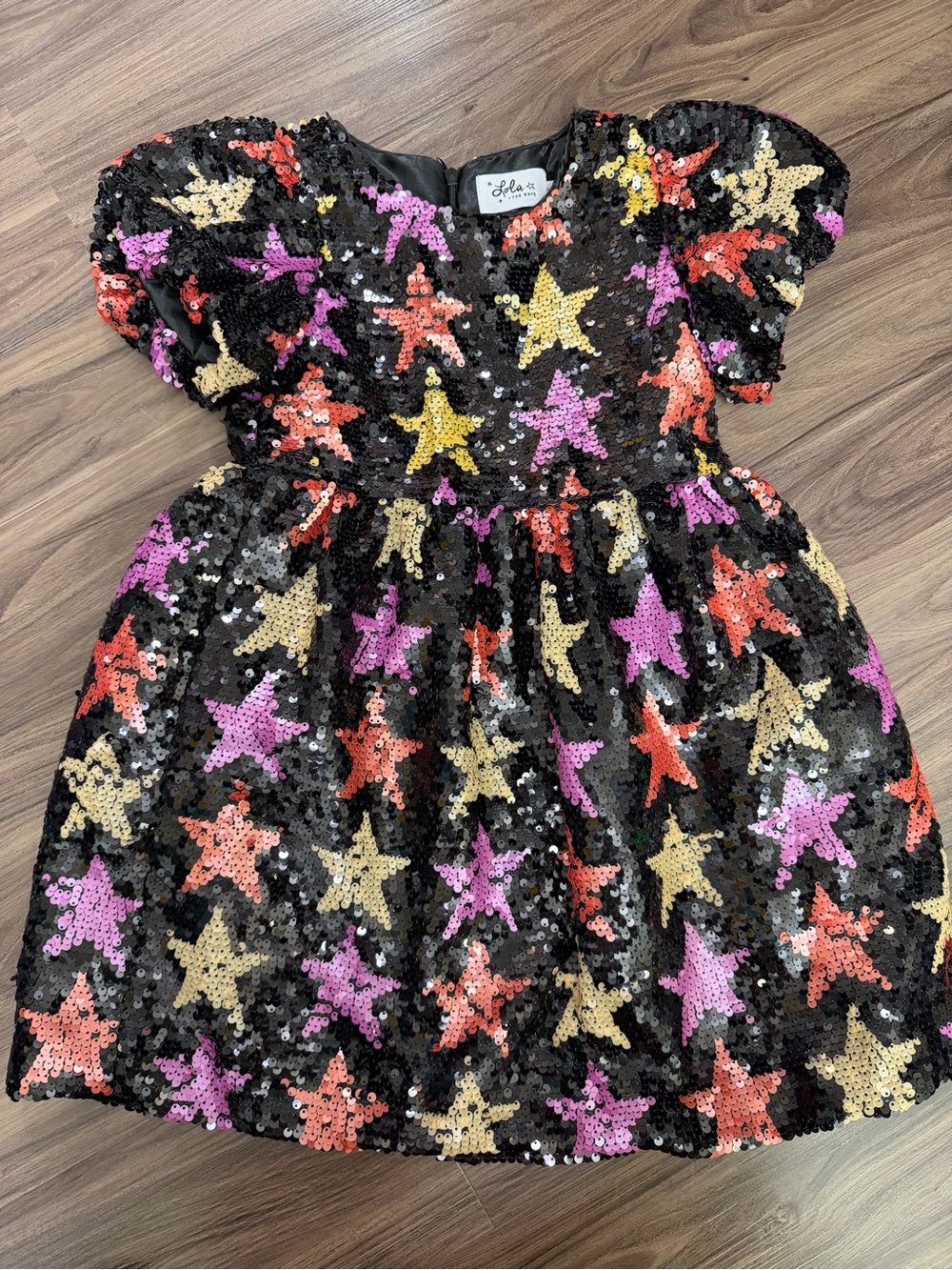 Lola + The Boys girl sz 6 black sequin start party dress - Picture 2 of 9